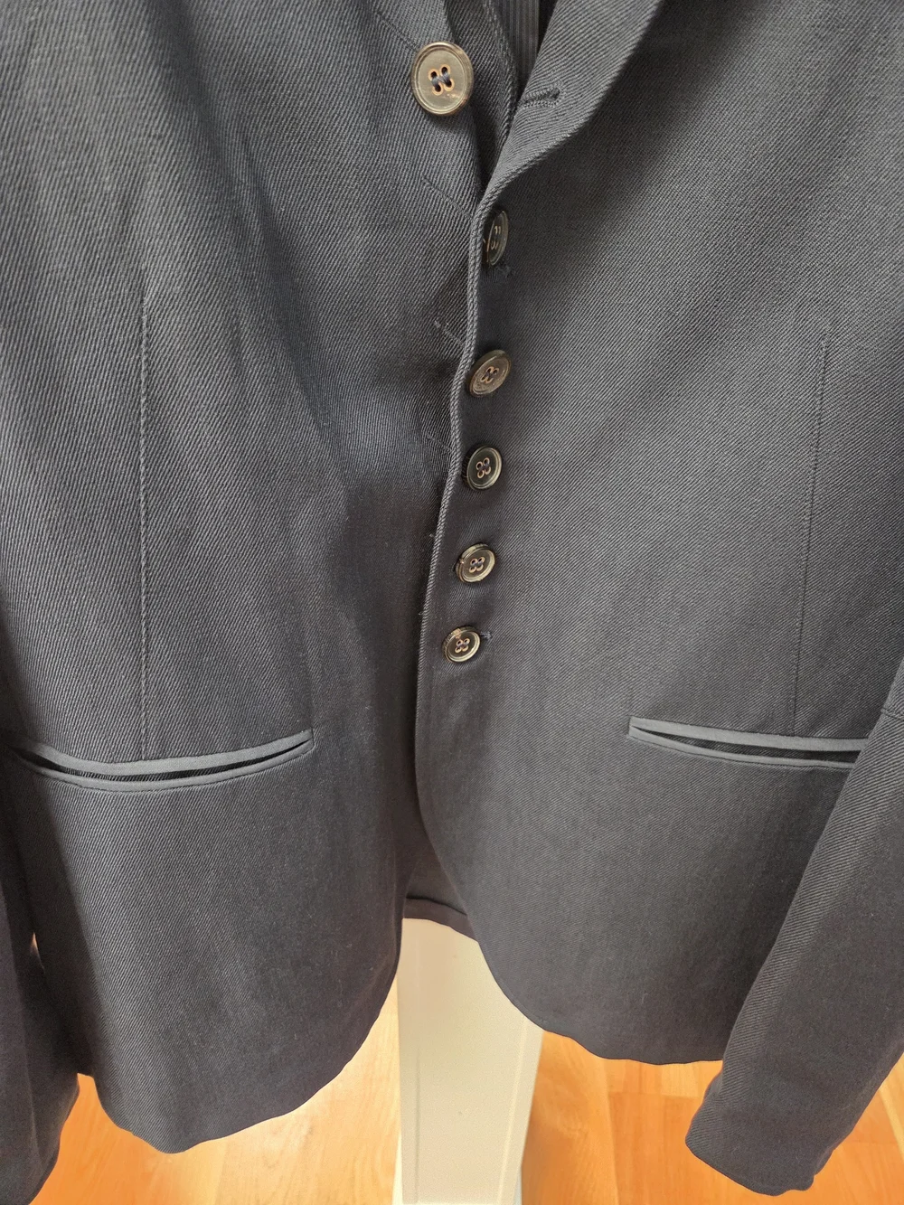 John Varvatos Men’s Navy Blue Button Up Linen/Wool Blend Woodward Jacket 52EU